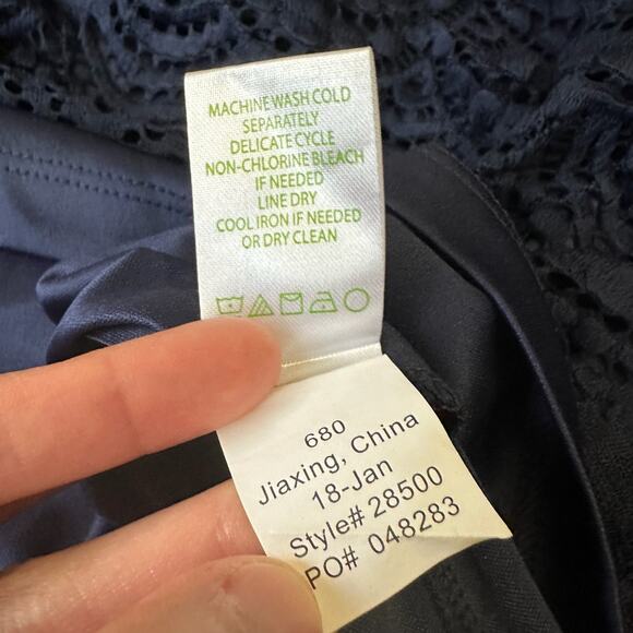 LILLY PULITZER Jade Mini Dress Navy Blue Off The Shoulder Cocktail - Picture 11 of 12